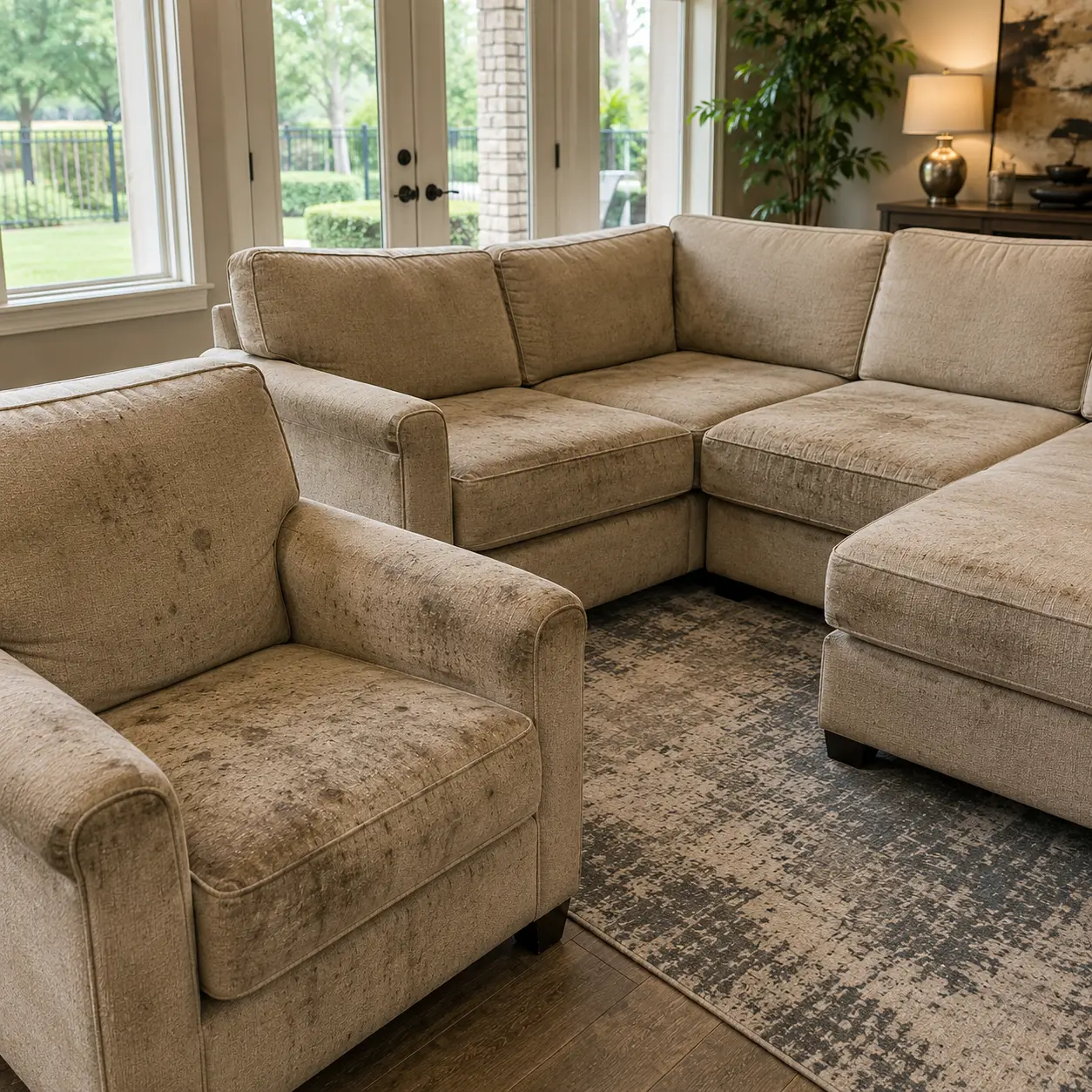 Before upholstery cleaning